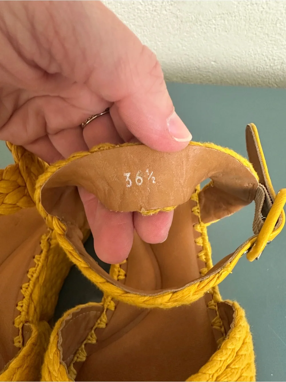 Robert Clergerie Aida Goldenrod Raffia Platform Sandals Size US 6 EU 36.5 $450